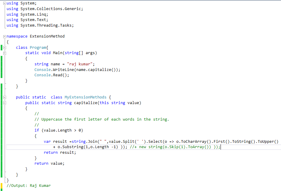Simple Example of Extension Methods in C#