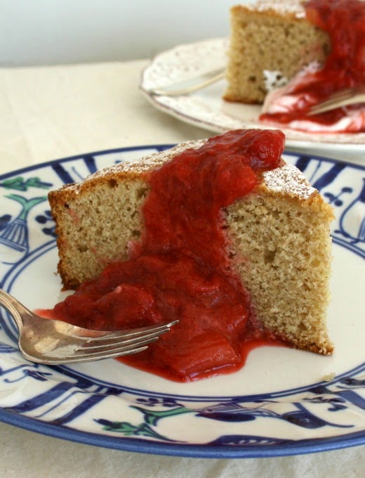 Paula's Buckwheat Sponge Cake with Rhubarb Compote