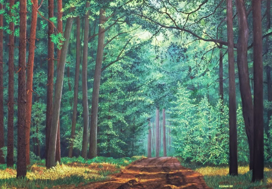 Pejzaż leśny , 70 x 100 , olej