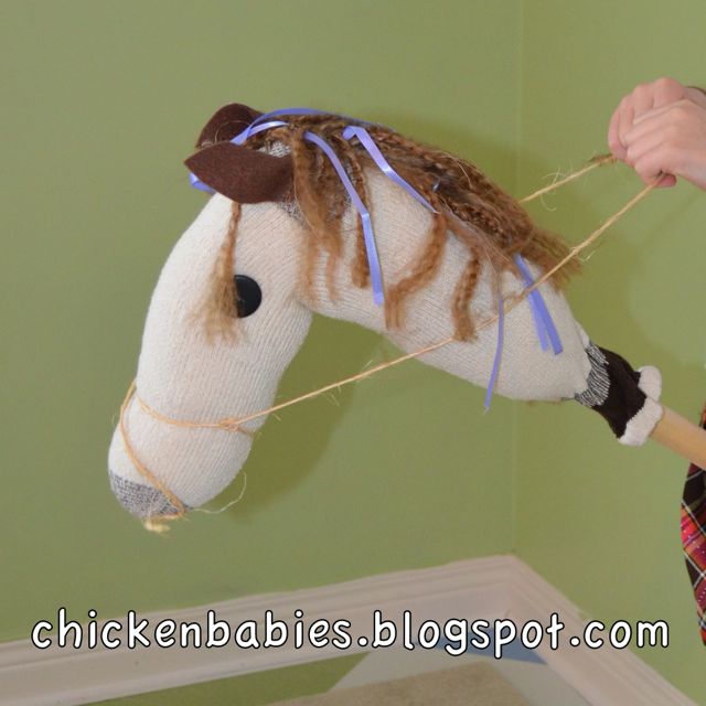 chicken babies Making Stick Horses with the kiddos