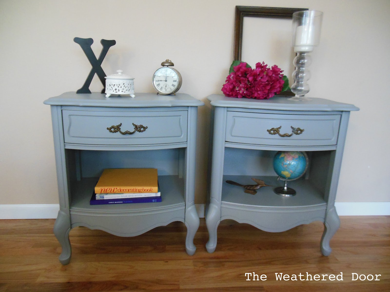 Pair of Grey Nightstands The Weathered Door