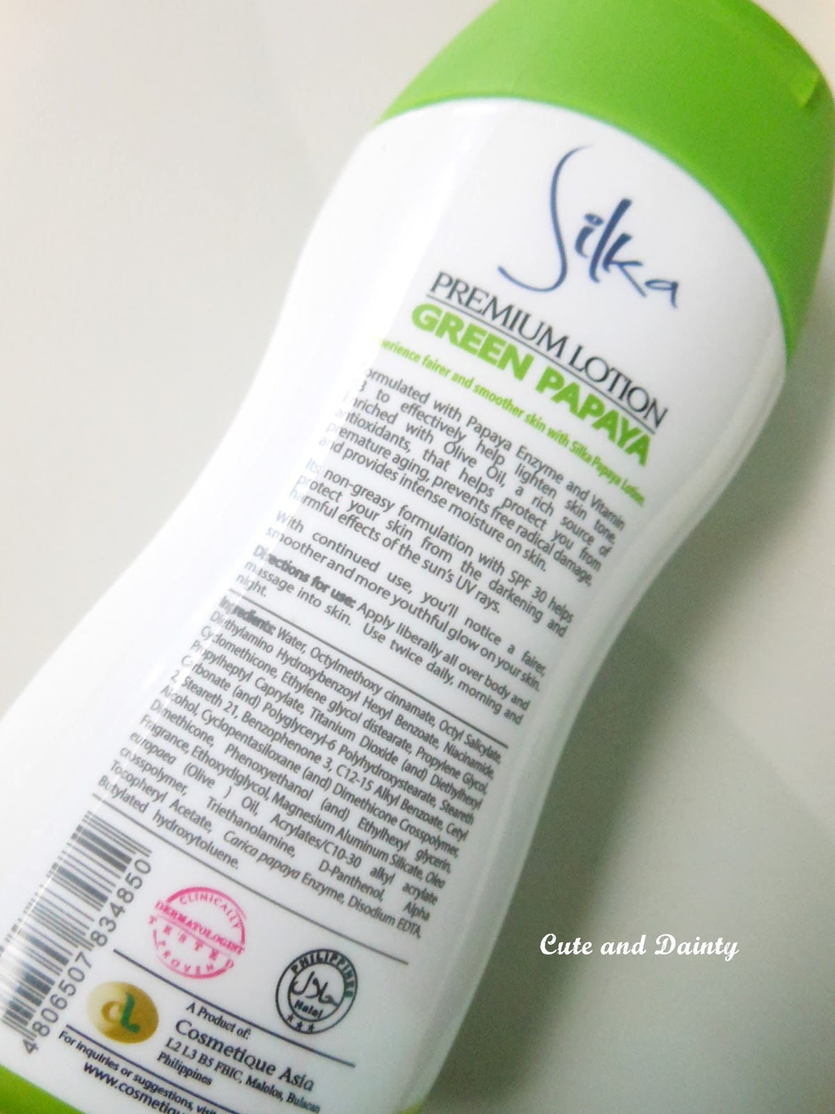 Review Silka Premium Whitening Lotion (Green Papaya) Cute and Dainty