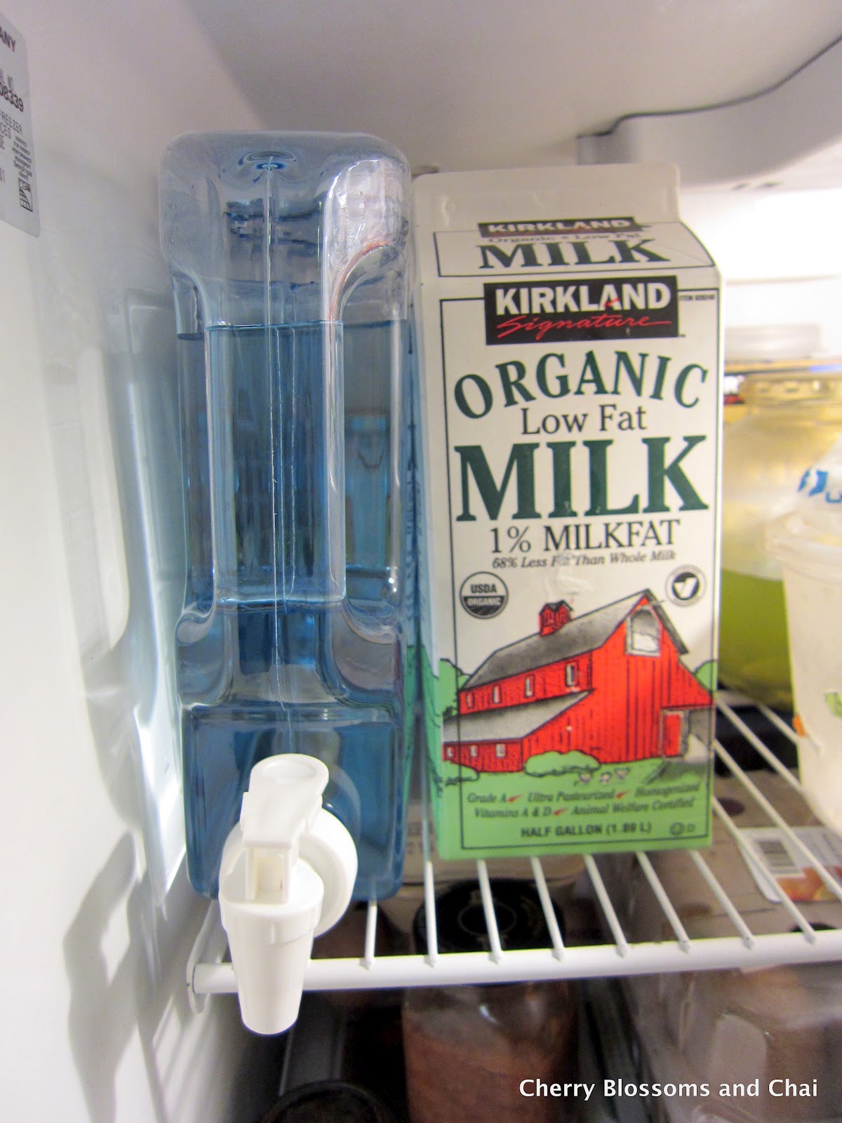 Cherry Blossoms and Chai Slim Fridge Water Jug