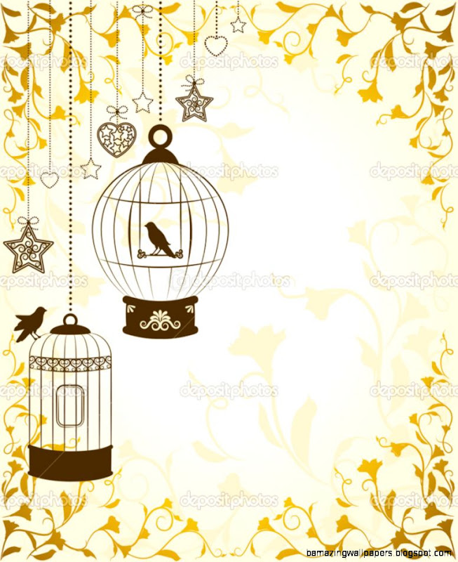 Vintage background with ornamental birdcages and birds — Stock Vintage background with ornamental birdcages and birds — Stock