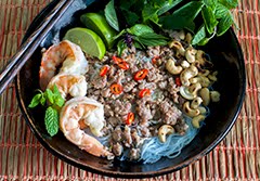 Thai Glass Noodle Bowl w/ Shrimp, Pork, Herbs and Toasted Cashews