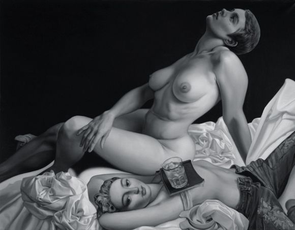 jamie adams pinturas realistas clássicas preto e branco mulheres seminuas
