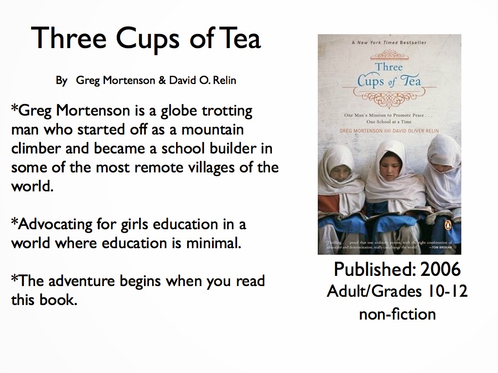 Young Adult Reading Machine Three Cups of Tea by Mortenson & Relin