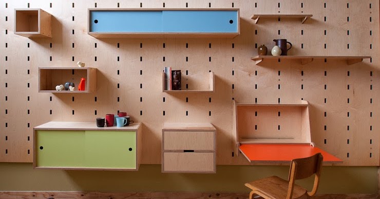 Pared - estantería de madera personalizable|Espacios en madera