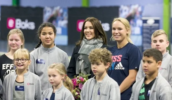 Crown Princess Mary of Denmark attended the "Childrens Aid Day" tennis-events with Caroline Wozniacki in Frederiksberg