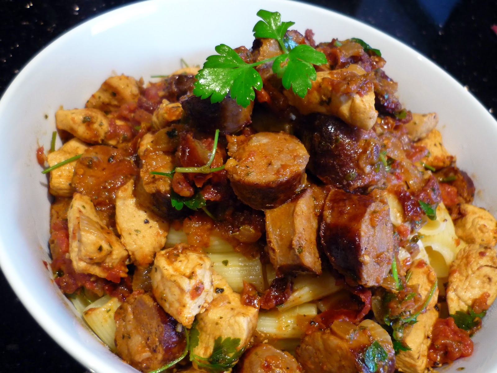 Foodie Ling Chicken and Chorizo Sundried Tomato Rigatoni Pasta