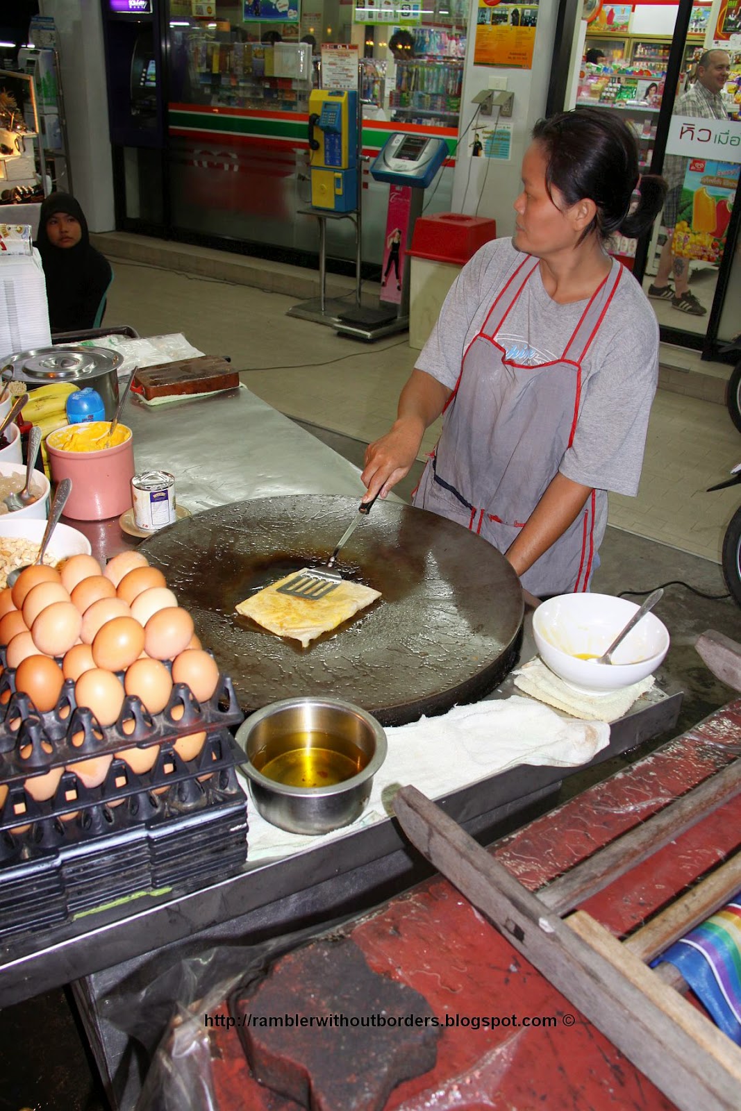 Street vendor selling Thai banana crepes, Pattaya, Thailand
