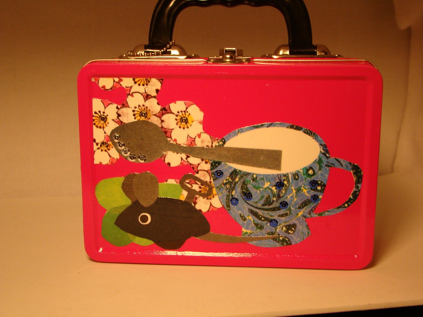 Decoupage Creations by Emily Little lunch box with featured illustrations from Alexander and