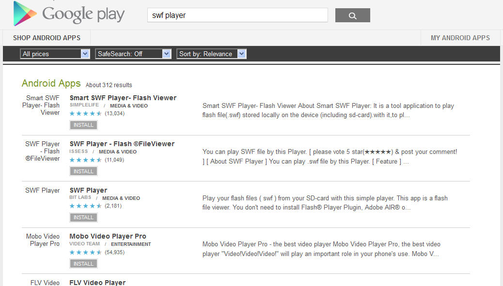 Adobe Flash Player Play Swf