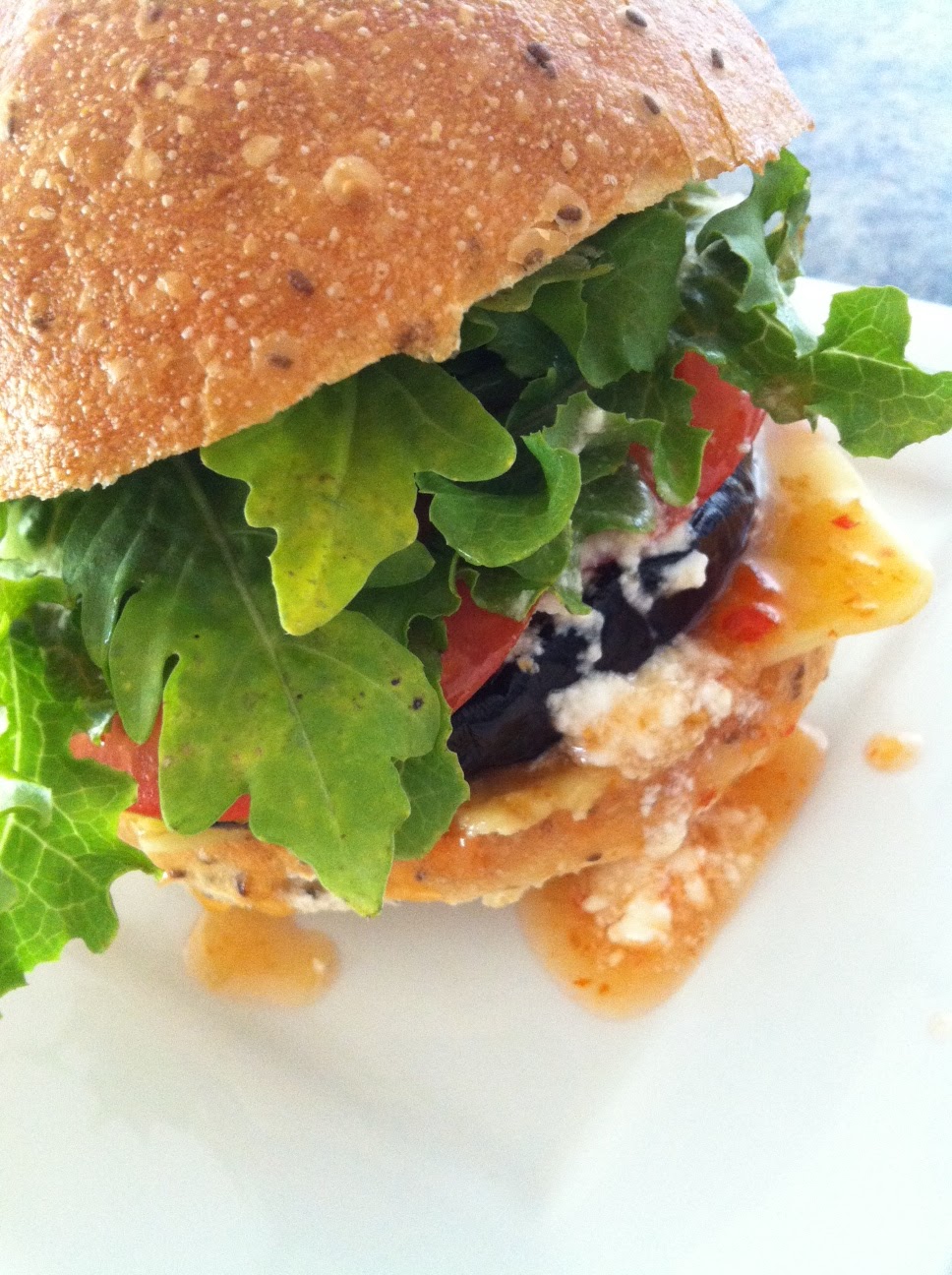 Grilled Eggplant Burger with Feta and Sweet Chilli Veggie Mama