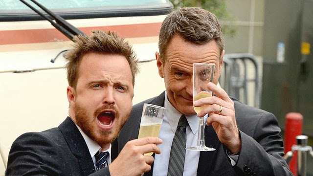 Aaron Paul y Bryan Cranston celebran su exito en los Globos de Oro 2014