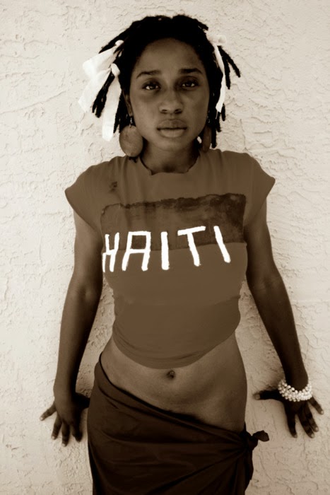 Zola with Haiti written on her shirt.