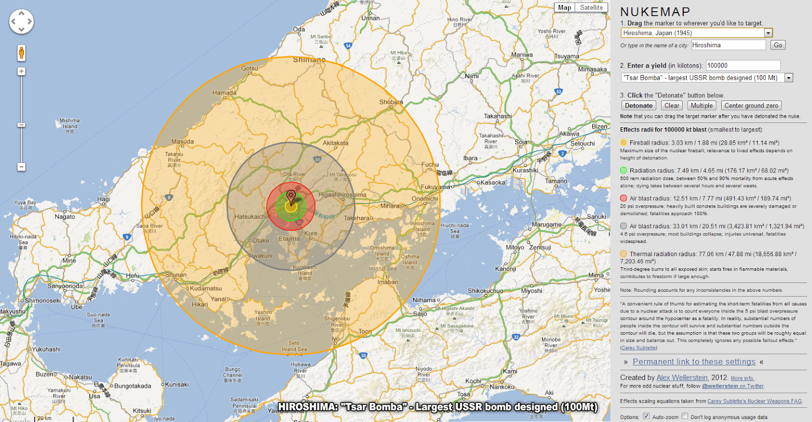 tsar bomba radius map