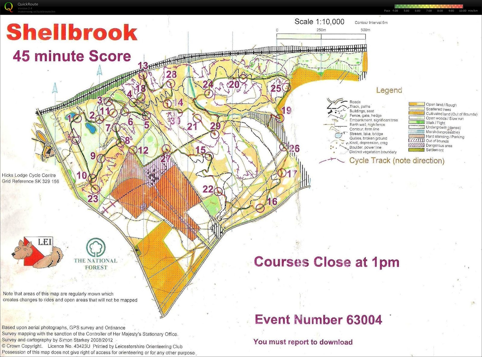 Orientēšanās kartes Shellbrook (Burton On Trent)