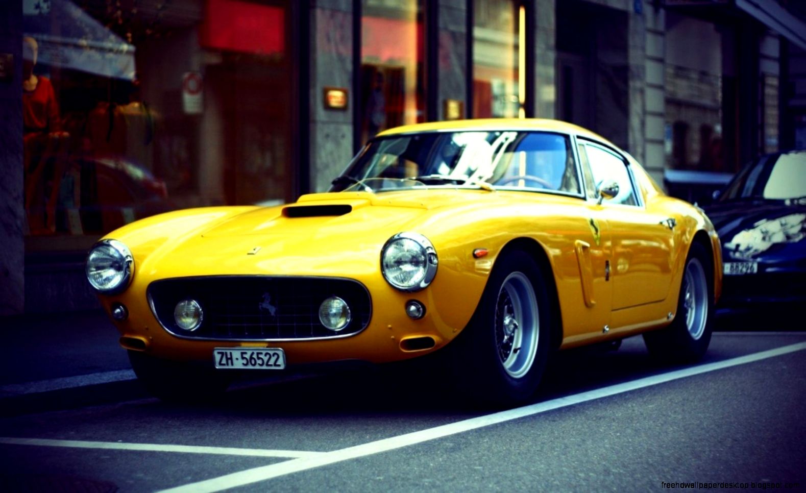 vintage yellow ferrari classic car switzerland parking hd vintage yellow ferrari classic car switzerland parking hd