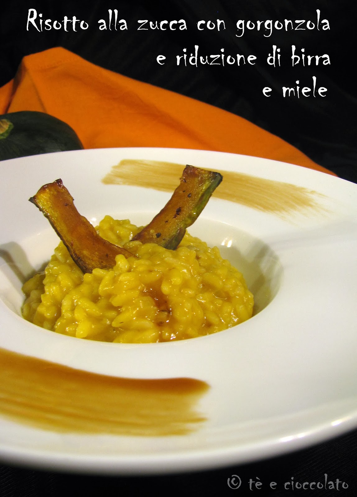 tè e cioccolato Risotto con zucca mantovana, birra e formaggio