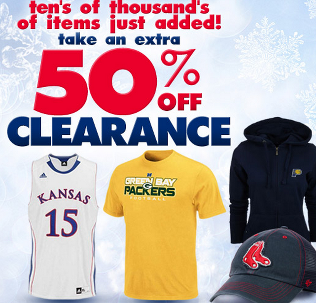 50 off Already Reduced Clearance Merchandise (Hats, Jerseys