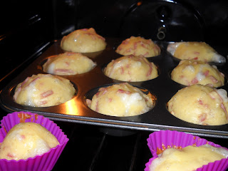Muffins Jambon Gruyère avec un coeur de Chèvre (milieu de cuisson)