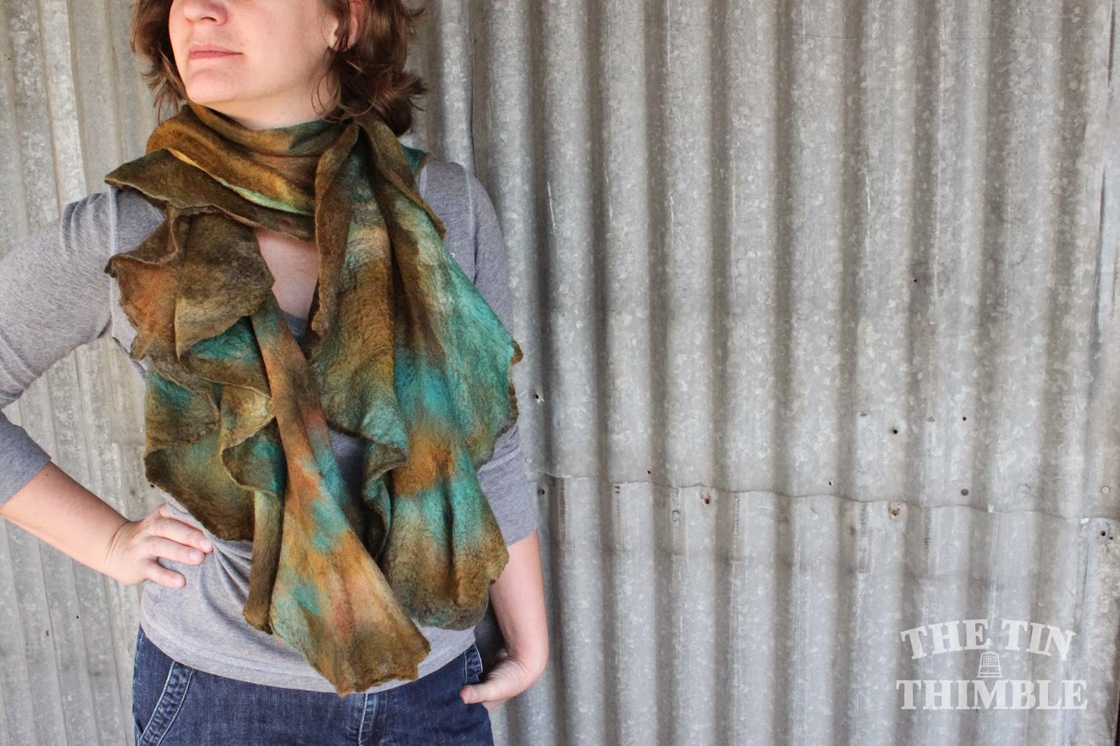 Wet Felted Ruffle Scarf The Tin Thimble