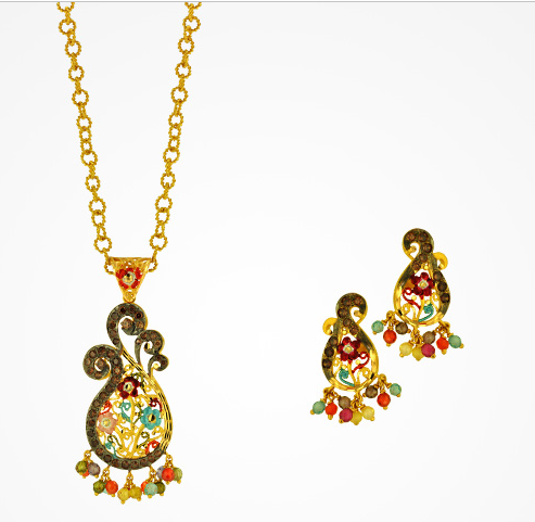 jewelry joyalukkas gold pendent earrings set designs vaddanam designs in khazana