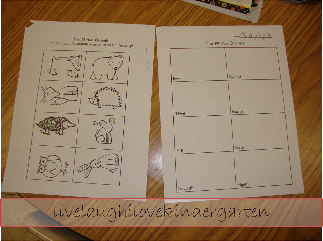 Live, Laugh, I LOVE Kindergarten The Mitten, Retelling, and Ordinals