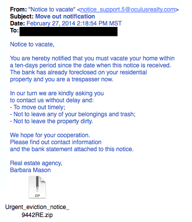 Real estate phishing example