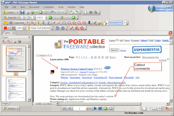 Free PDF-XChange Viewer V2.5.205 - Screenshot Free PDF-XChange Viewer V2.5.205 - Techsemo