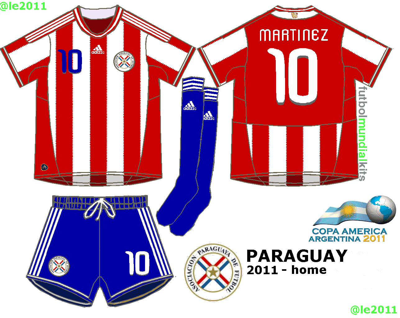 Fútbol Mundial Kits Uruguay Selección de Paraguay 2011 (home y away)