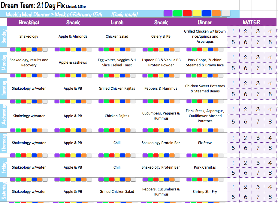 Committed to Get Fit Week 2 21 Day Fix Extreme Meal Plan and Weekly
