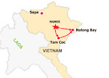 Map of Hanoi to Tam Coc
