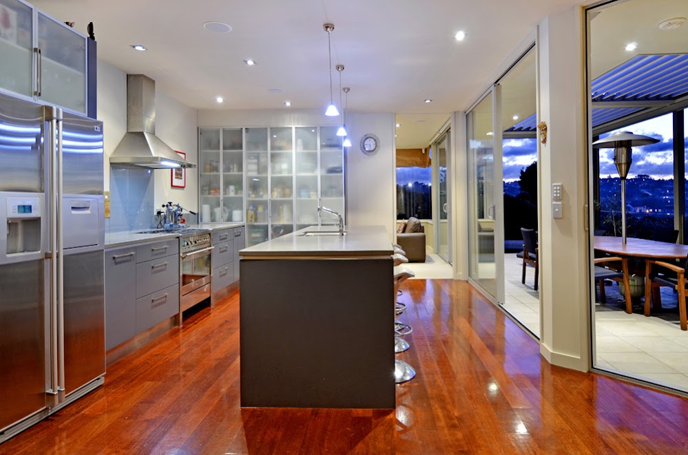 Photo of modern kitchen interiors during the night