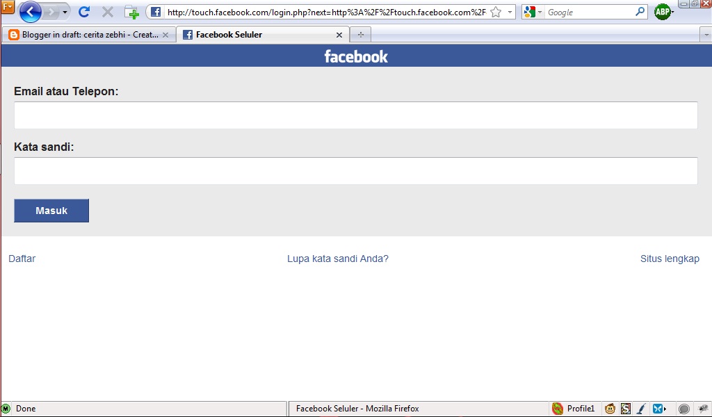 Sebenarnya dulu ada satu lagi alternatif Login di FB, yaitu Facebook Lite. 
