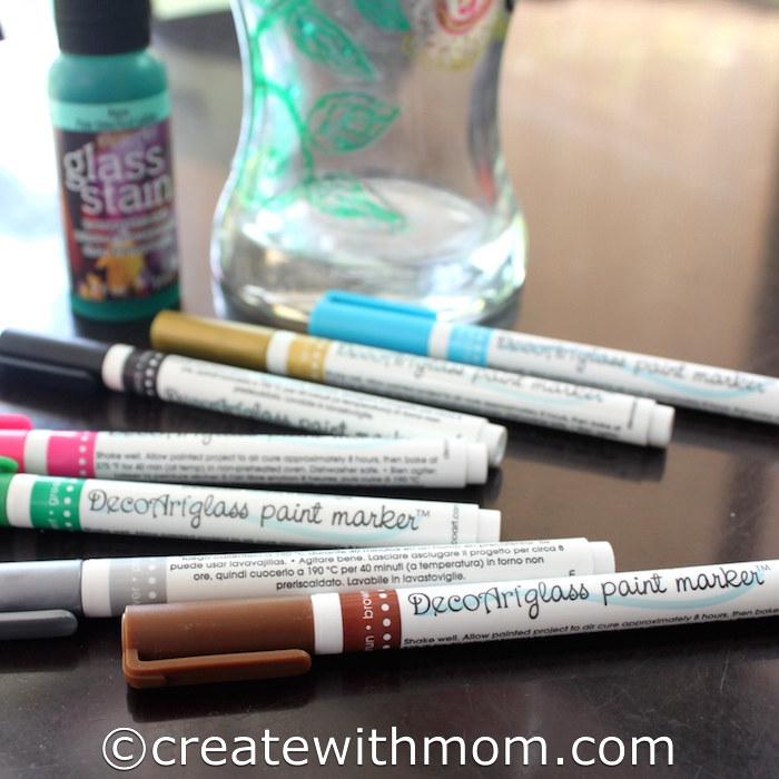 Create With Mom Decorative Vase Using DecoArt Glass Paint Marker