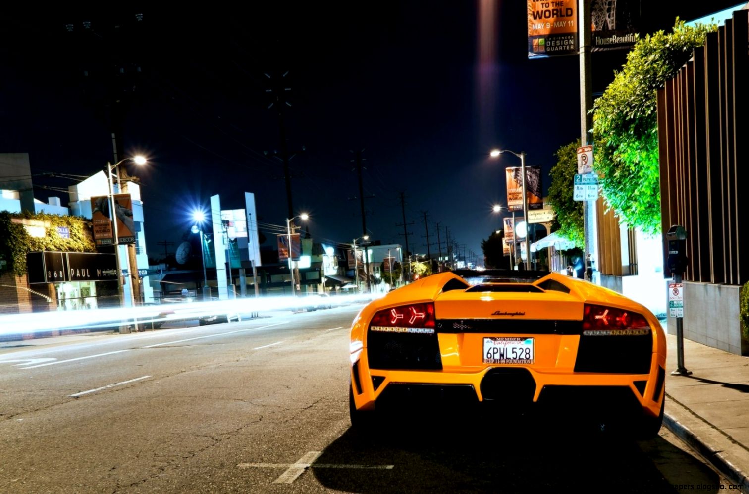 Lamborghini Murcielago Roadster Street Rear Yellow Car Night Lamborghini Murcielago Roadster Street Rear Yellow Car Night