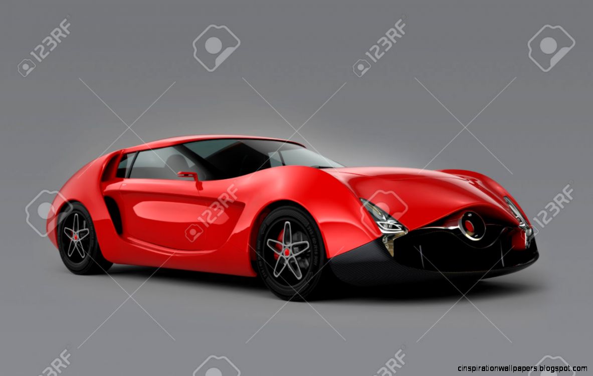 Red Sports Car Isolated On Gray Background Original Design Red Sports Car Isolated On Gray Background Original Design