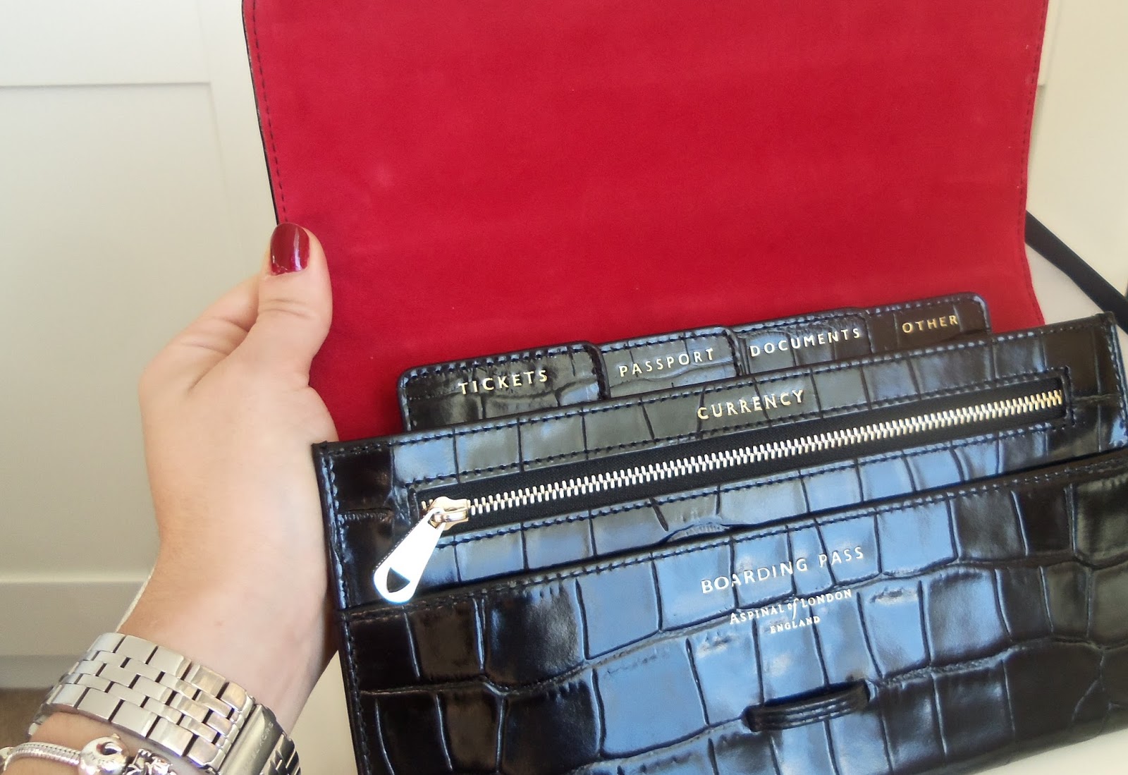 Aspinal of London Classic Travel Wallet Buttons and Bows X