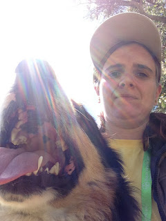 Australian Shepherd dog trekking in Oeiras