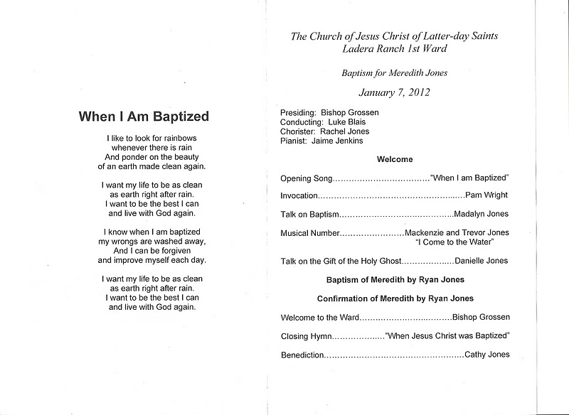 Lds Baptism Program Template Word