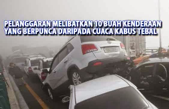 pelanggaran 100 buah kenderaan akibat kabus BERITA DUNIA