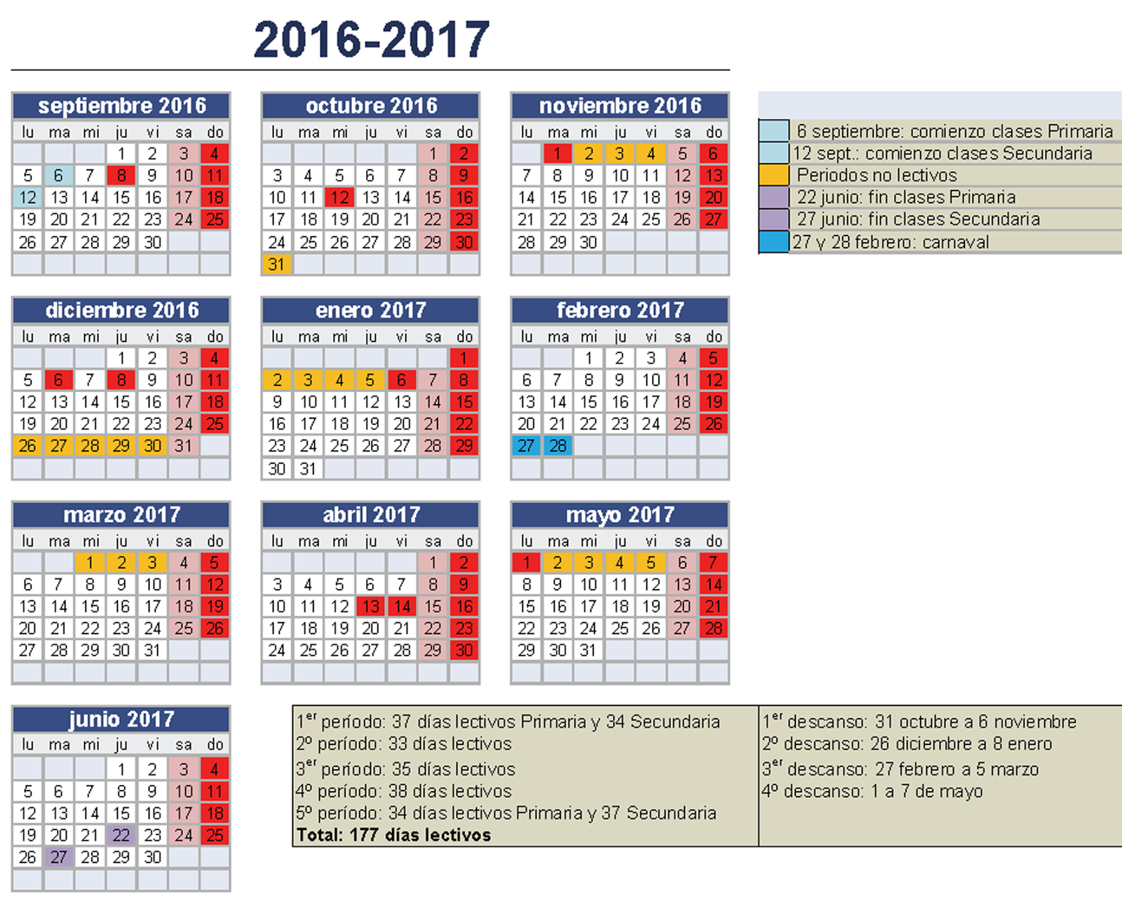 Calendario 2016-2017