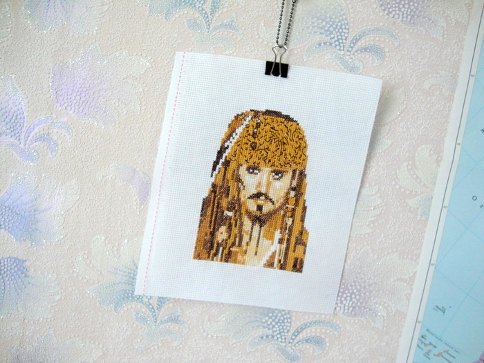 Cross Stitch, Handmade, Jack Sparrow, Stitching