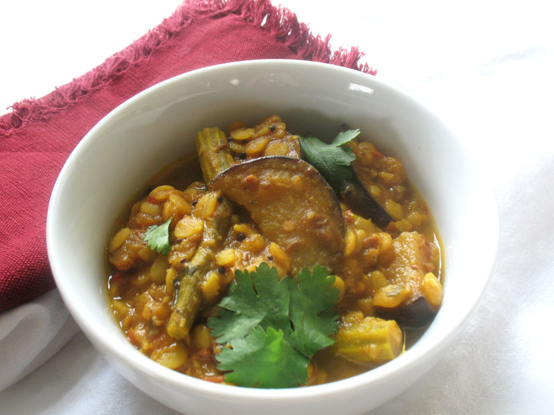 Drumstick Sambar with Seared Eggplant Lisa's Kitchen Vegetarian