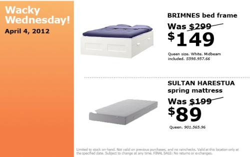 Canadian Daily Deals Ikea Canada Wacky Wednesday Deals Specials