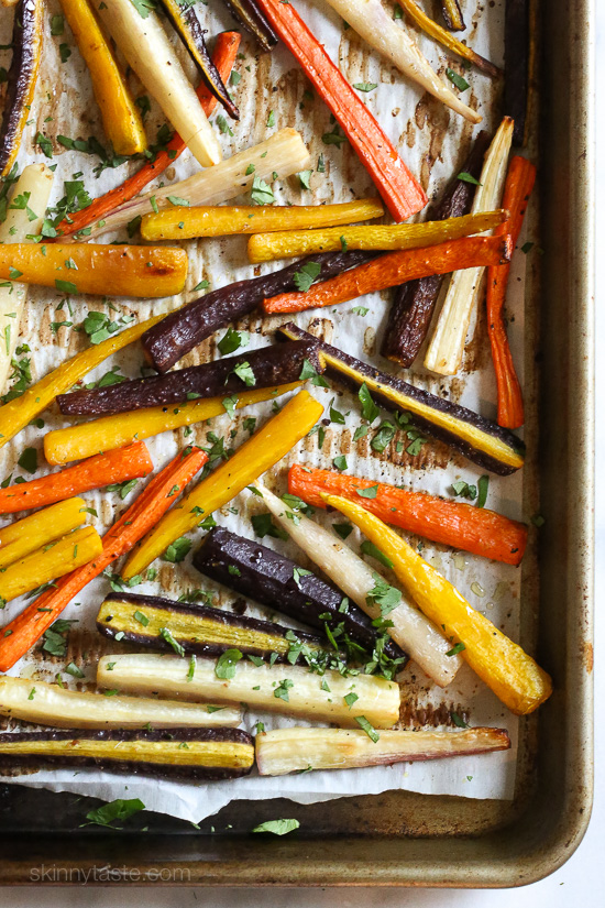 Roasted Rainbow Carrots with Ginger Roasted Rainbow Carrots with Ginger – an easy, colorful side dish.