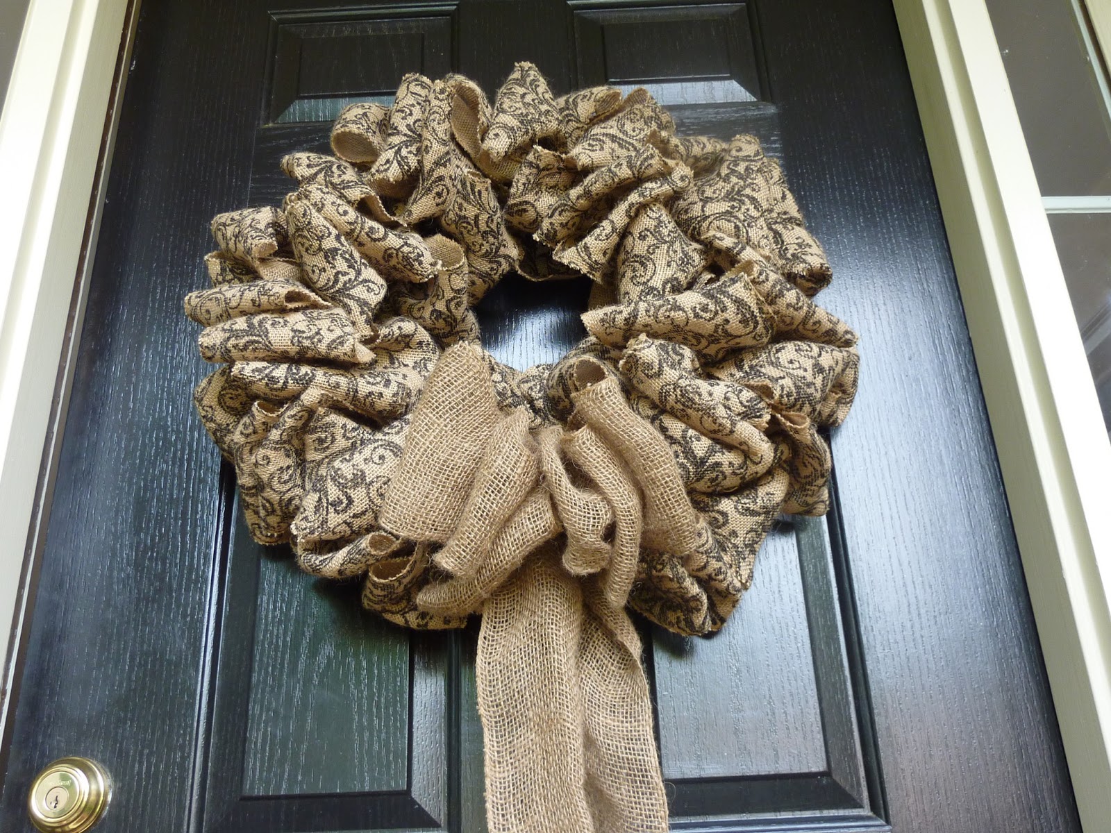 Created Twists Scroll Burlap Ribbon Wreath!