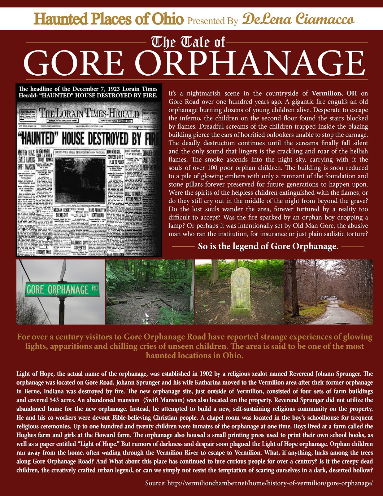 Haunted Places of Ohio Presented By DeLena Ciamacco The Tale Of Gore Orphanage Central Ohio